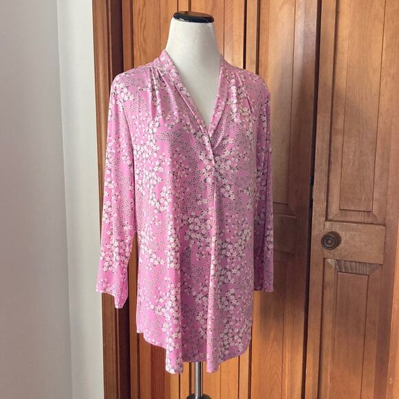 Charter Club Pink Floral Stretch Pullover Top, Size XL - Picture 1 of 9